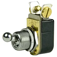 BEP SPST Chrome Plated Toggle Switch - 3/8&quot; Ball Handle - O