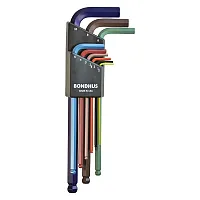 Bondhus Colorguard Plated Balldriver Metric Ball End Hex L-Key Set (9 Piece)