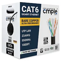 Cmple Cat6 Gigabit Ethernet Cable, 23 Awg Bare Copper, Cmr Riser Utp Lan, 550Mhz