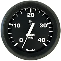 Faria 4&quot; Tachometer Euro Style Black w/White Letters 4000RPM Diesel Mechanical T