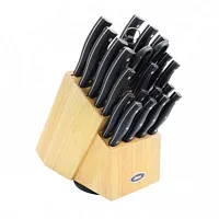 Oster Winstead 22 Piece Stainless Steel Cutlery Set with Black Handles and Woode