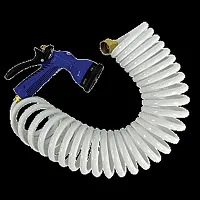 Whitecap 25&#39; White Coiled Hose w/Adjustable Nozzle