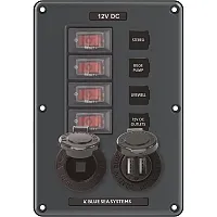 Blue Sea 4321 Circuit Breaker Switch Panel 4 Position - Gray w/1
