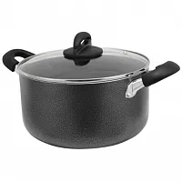 Oster Clairborne 6 Quart Aluminum Hammered Tone Dutch Oven with Lid in Charcoal