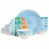 Spice by Tia Mowry Savory Saffron 18 Piece Round Fine Ceramic Dinnerware Set in