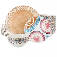 Spice by Tia Mowry Savory Saffron 18 Piece Round Fine Ceramic Dinnerware Set in