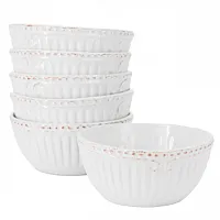 Modern Southern Home Capri 6 Piece 6 Inch Stoneware Embossed Cereal Bowl Set in