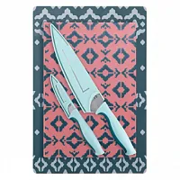 Spice by Tia Mowry Savory Saffron 6 Piece Knife and Cutting Board Set in Blue an