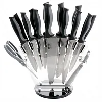 Gibson Soho Lounge 16 Piece Stainless Steel Cutlery Knife Set in Black With Acry
