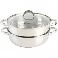 Oster Sangerfield 3 Piece 11 Inch Stainless Steel Everyday Pan with Steamer and