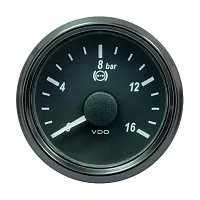 VDO SingleViu 52mm (2-1/16&quot;) Brake Pressure Gauge - 16 Bar - 0-4.5V