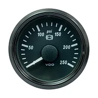 VDO SingleViu 52mm (2-1/16&quot;) Brake Pressure Gauge - 250 PSI - 0-4.5V