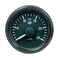 VDO SingleViu 52mm (2-1/16&quot;) Gear Oil Pressure Gauge - 25 Bar - 0-180 Ohm
