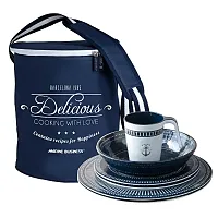 Marine Business Melamine Tableware Set &amp; Basket - SAILOR SOUL - Set of 24