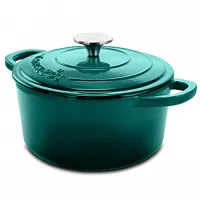 Crock-pot Artisan 3 Quart Enameled Cast Iron Casserole with Lid in Gradient Teal