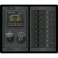 Blue Sea 1497 - 360 Panel - 8 Position 12V Flat Rocker M2 Multimeter w/SOC &amp;