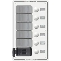 Blue Sea 8421 - 5 Position Contura Switch Panel w/Dual USB Chargers - 12/24V DC 