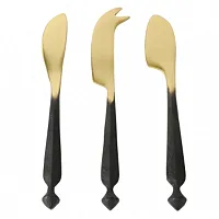 Cravings By Chrissy Teigen 3 Piece Brass Cheese Knife Set with Black Handles