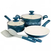 Spice by Tia Mowry Savory Saffron 7 Piece Ceramic Nonstick Aluminum Cookware Set