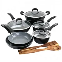 Kenmore 12 Piece Ceramic Coated Aluminum Cookware Set in Black