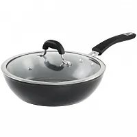 Kenmore Arlington 3.5 Quart Non Stick Aluminum Saute Pan with Lid in Black Diamo