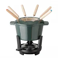 Our Table 13 Piece Enameled Cast Iron Fondue Pot Set in Sycamore