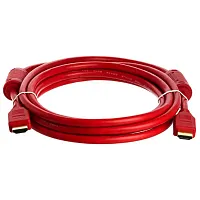 Cmple 977-N 28AWG HDMI Cable with Ferrite Cores - Red -10FT