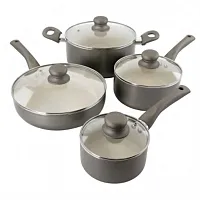 Oster Newcrest 8 Piece Ceramic Nonstick Aluminum Cookware Set with Soft Grip Han