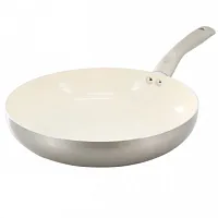 Oster Newcrest 12 Inch Ceramic Nonstick Round Aluminum Frying Pan in Taupe With