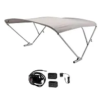 SureShade Battery Powered Bimini - Clear Anodized Frame &amp; Grey Fabric