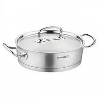 Korkmaz Proline Professional Series 3.1 Liter Stainless Steel Saute Pan with Lid