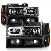ANZO 111507 Crystal Headlights Black Housing W/