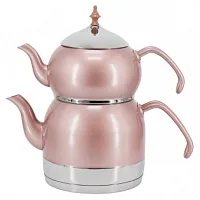 Korkmaz Rena 1.1 Liter Tea Pot and 2.4 Liter Kettle Set in Pink
