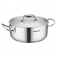 Korkmaz Gastro Proline 4.5 Liter Stainless Steel Low Casserole with Lid in Silve