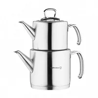Korkmaz Proline Professional Series 5 Piece Stainless Steel Tea Pot Set in Silve