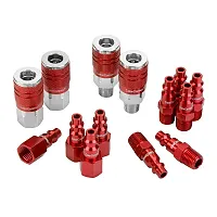 Colorconnex Coupler & Plug Kit Industrial Type D 1/4" Npt Red (14-Piece)