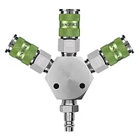 Flexzilla Pro High Flow 3 Way Manifold 3/8&quot; Npt High Flow Couplers And Plug