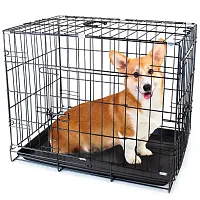 42&quot; X-LARGE Dual-Door Folding Pet Crate with Removable Liner ACA