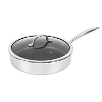 Brentwood 11 inch Hybrid Non-Stick Stainless Steel Deep Saute Pan with Glass Lid