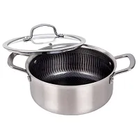 Brentwood 4 Quart 3-Ply Hybrid Non-Stick Stainless Steel Dutch Oven with Tempere