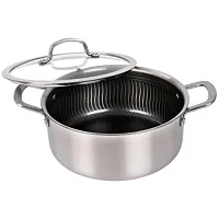 Brentwood 5 Quart 3-Ply Hybrid Non-Stick Stainless Steel Dutch Oven with Tempere