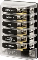BLUE SEA 5015BSS Fuse Block 3Ag 6Circuit W