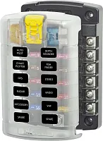 BLUE SEA 5029BSS Fuse Block Stblade 12Circ W/Cvr