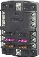 BLUE SEA 5030BSS Fuse Block Stblade 6Circ W/Gnd