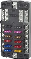 BLUE SEA 5031BSS Fuse Block Stblade 12Circ W/Gnd
