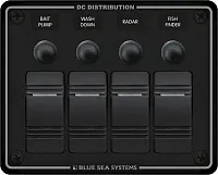 BLUE SEA 8372BSS Panel H2O 12Vdc Clb 4Pos Blk H