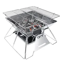 Brentwood 14 x 14 Inch Portable Stainless Steel Folding Charcoal BBQ Grill with