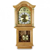Bedford Clock Collection Classic 26&quot; Golden Oak Chiming Wall Clo