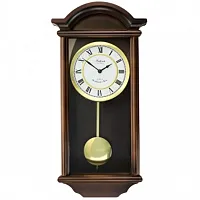 Bedford Clock Collection George 22 Inch Chestnut Wood Chiming Pendulum Wall Cloc