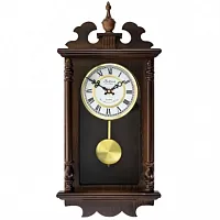 Bedford Clock Collection Leo 21 Inch Chestnut Wood Chiming Pendulum Wall Clock